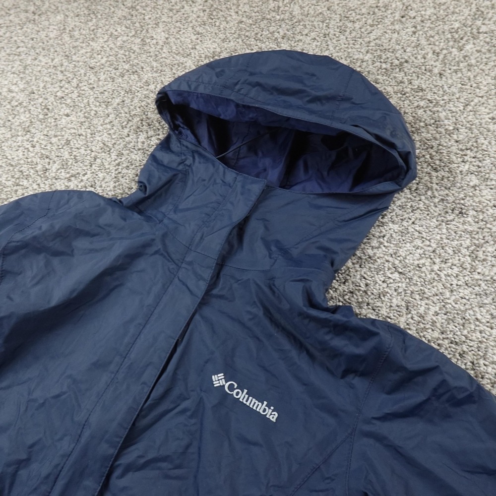 Columbia Jacket Mens S Blue Omni Tech Hooded Waterproof Rain Coat Windbreaker
